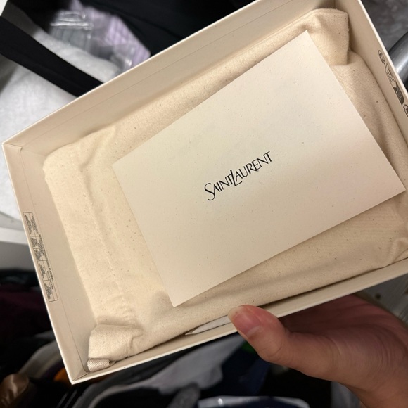 Yves Saint Laurent Black Chevron Leather Wristlet - Picture 4 of 4